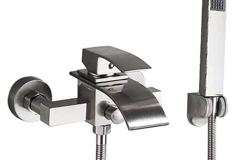 Brushed Nickel Wall-Mounted Waterfall Bathtub Faucet with Hand Shower