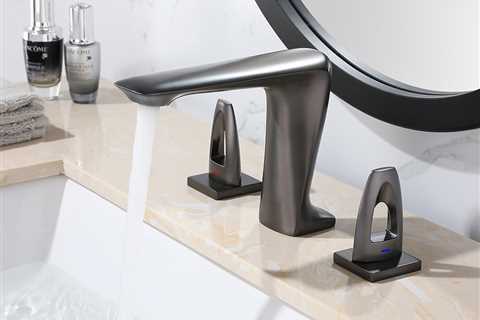 Futuristic Gunmetal Three-hole Deck Mounted Bathroom Faucet