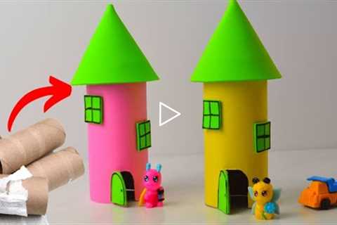 Simple Toilet paper roll craft ideas | Paper tube castle DIY | Cardboard tube castle  | Craftsbyanu