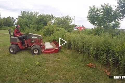 Mowing Overgrown Area by Ditch w Ventrac 4500 Tough Cut! Found Something Hiding Under All This Mess!