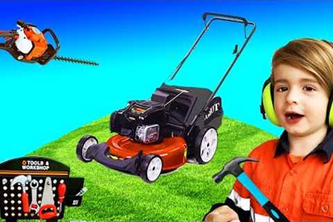 Lawn Mower Yardwork Video for Children | Blippi fan | min min playtime
