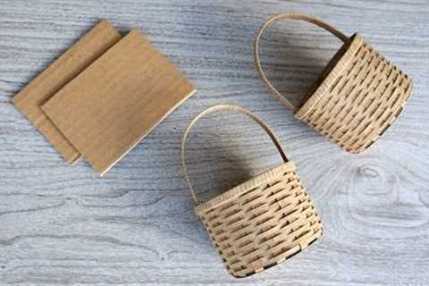 REALISTIC MINI BASKET FROM CARDBOARD | DIY Handmade Cardboard Craft | Best Display Ideas