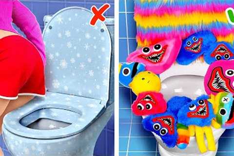 DIY Huggy Wuggy Toilet! 💦 *Cool Winter Gadgets and Hacks*