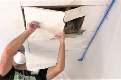 Cutting Out Drywall Ceiling from Roof Leak Step by Step