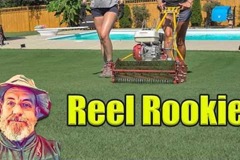 Reel Mowing Bermuda Lawn - First Time Reel Mowing