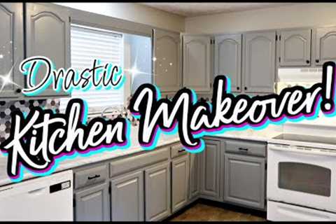 NEW *2023* DRASTIC KITCHEN MAKEOVER | PAINTING KITCHEN CABINETS & ADDING BACKSPLASH