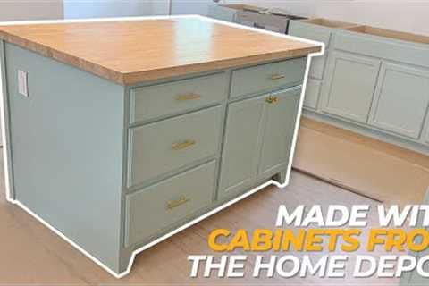 Making A Kitchen Island Out Of Home Depot Cabinets // High End & Low Cost!