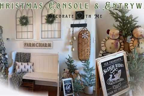 ☃️NEW☃️ FARMHOUSE CHRISTMAS CONSOLE & BENCH ENTRYWAY DECORATE WITH ME