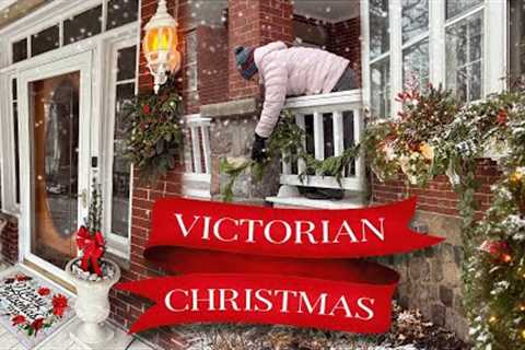 A Snowy Victorian Outdoor Christmas Decorate with Me: Holiday Porch Decor (Little Women Inspired)