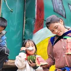 Dia sent her children to the neighbors to pick vegetables to sell at the market.