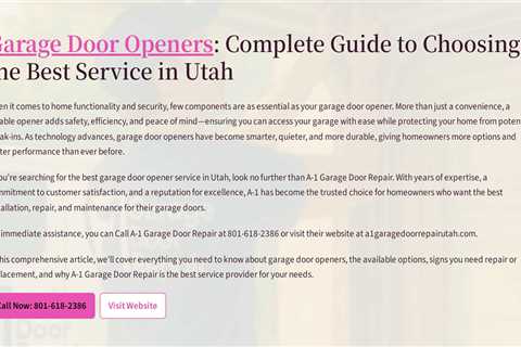 Garage Door Openers : Complete Guide to Choosing the Best Service in Utah